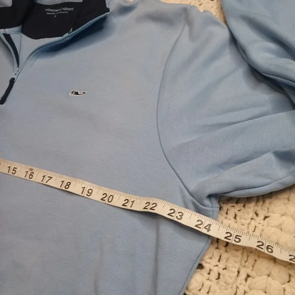 Vineyard Vines 1/4 Zip Mens L Golf Light Blue Pima Cotton Preppy‎ Whale Spring - Picture 6 of 9